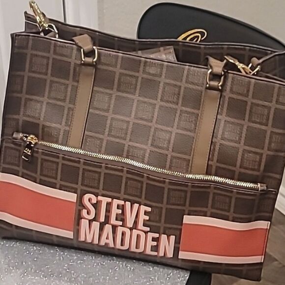 Steve Madden BOlivia Logo Tote Bag- Multi/Cognac - Picture 11 of 12